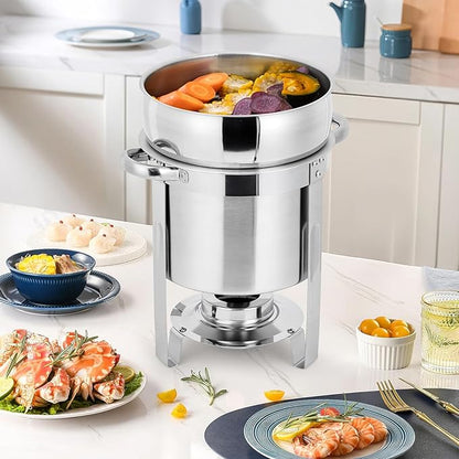 GarveeHome 11QT Soup Chafer Set of 2, Stainless Steel Round Soup Warmer - Image 2