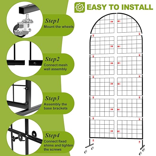 VGMiu Grid Wall Panel 1PCS Display Stand 2.6' x 5.8' FT Black Grid Wall Panels - Image 3