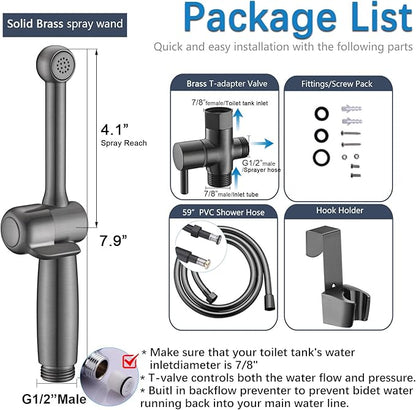 SonTiy Handheld Bidet Toilet Sprayers Black Stainless, Cloth Diaper Sprayer - Image 5