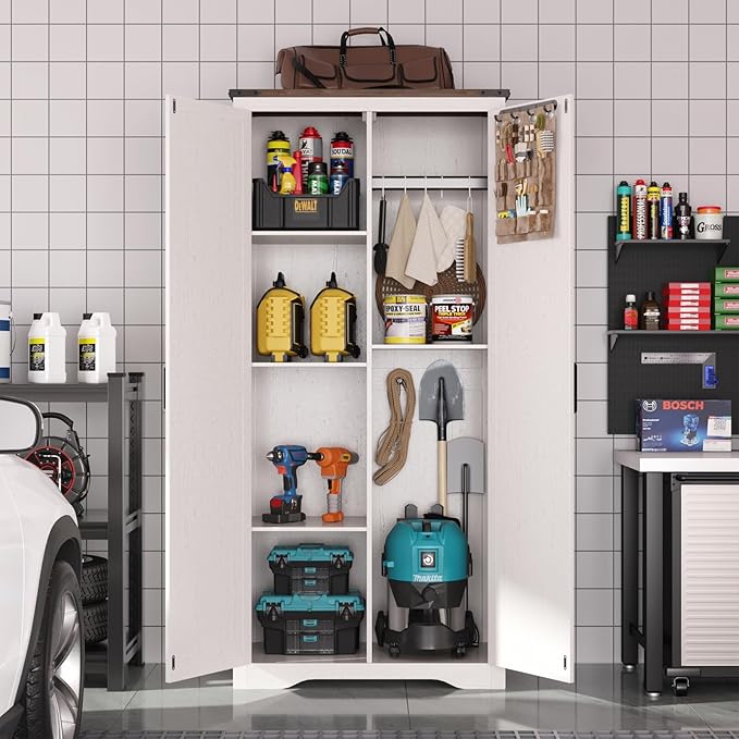69" Tall Storage Cabinet with Adjustable Shelves, Farmhouse Pantry Organize - Image 8