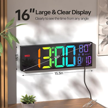 JALL 16.2" Large Digital Wall Clock - Image 2