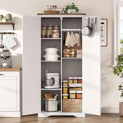 69" Tall Storage Cabinet with Adjustable Shelves, Farmhouse Pantry Organize - Image 5