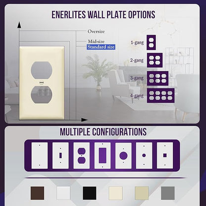 ENERLITES Duplex Receptacle Outlet Wall Plate, Size 1-Gang 4.50" x 2.76" - Image 5