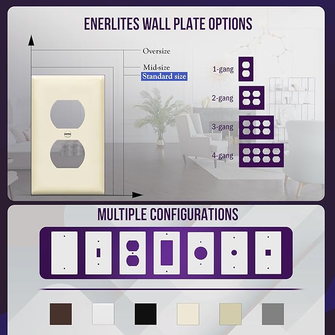 Enerlites 8821-LA Duplex Receptacle Outlet Wall Plate, Standard Size 1-Gang - Image 5