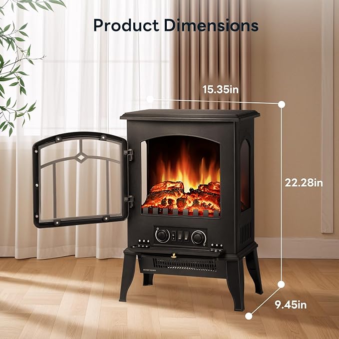 ZAFRO Electric Fireplace Stove, 5100 BTU Quick Heating Electric Fireplace Heater - Image 7