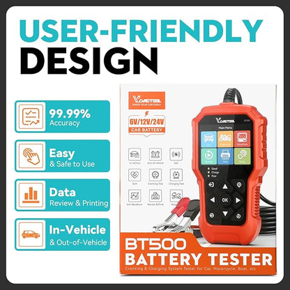 Car Battery Tester 6V 12V 24V VDIAGTOOL BT500, 5-3000 CCA Battery Load Tester - Image 8