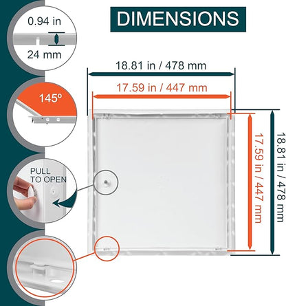 17.5" x 17.5" White Plastic Access Panel. Service Shaft Door Panel. Plumbing - Image 2