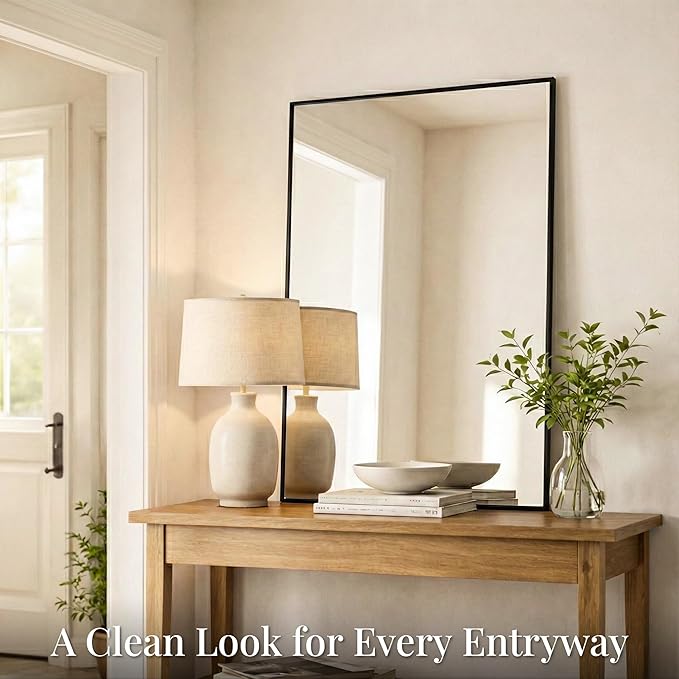 48''x36'' Extra Large Black Bathroom Mirror, Metal Framed Vanity Mirror - Image 8