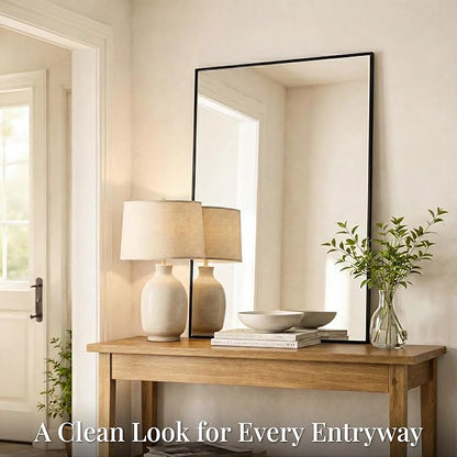 48''x36'' Extra Large Black Bathroom Mirror, Metal Framed Vanity Mirror - Image 8