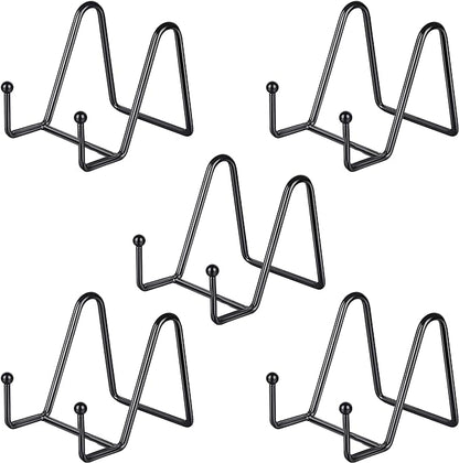 IBosins 5 Pack 3 Inch Small Plate Holder Display Stands, Mini Metal Black Frame by IBosins