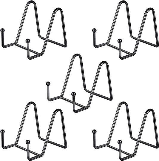 IBosins 5 Pack 3 Inch Small Plate Holder Display Stands, Mini Metal Black Frame by IBosins