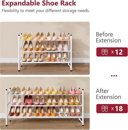 Tajsoon Expandable Shoe Rack for Closet 3 Tier, 28“-41“Adjustable & Stackable - Image 7