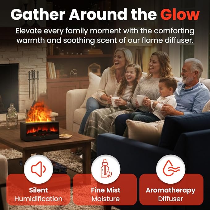 Fireplace Flame Diffuser Air Humidifier, Essential Oil Diffuser - Image 6