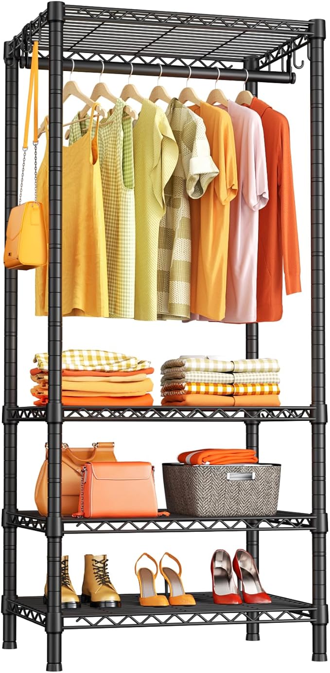 Ulif H4 Mini Portable Closet, 4 Tiers Freestanding Clothing Garment Rack by Ulif