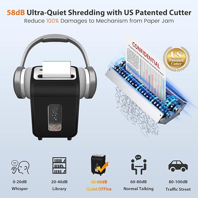Paper Shredder for Home Office14-Sheet 60-Mins Micro Cut Shredder - Image 4