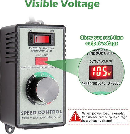 AC Motor Speed Controller 110-120V / 15A Max / 10A Rated Variable Fan Speed - Image 4