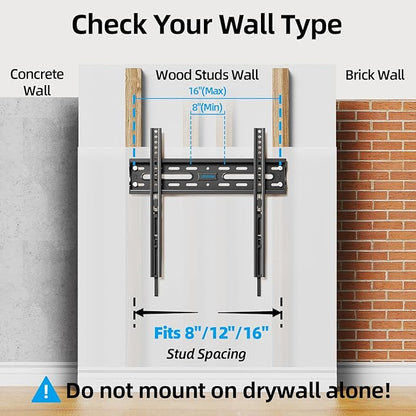 Fixed TV Wall Mount for Most 26-60 Inch Screen, Low Profile TV Mount - Image 3