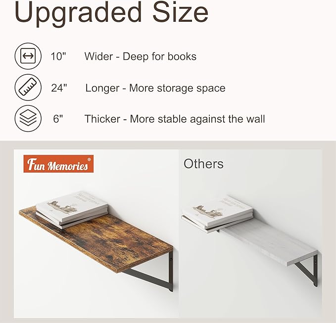Deep Floating Shelves for Wall, 10 Inch Deep Floating Shelf - Image 5