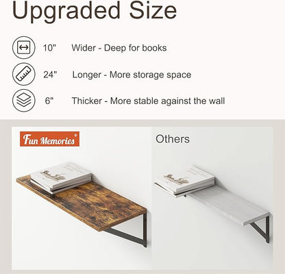 Deep Floating Shelves for Wall, 10 Inch Deep Floating Shelf - Image 5