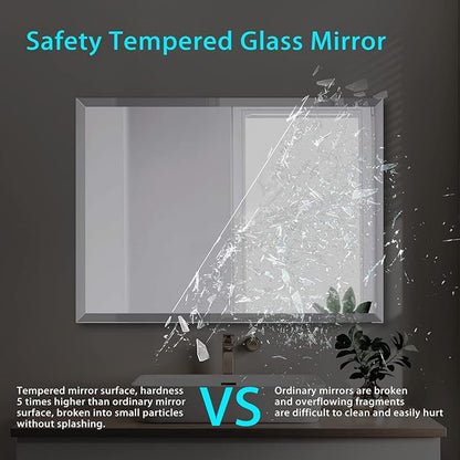 Frameless Beveled Edge Bathroom Mirror 24x32 Inch Rectangle Beveled Mirror Wall - Image 5