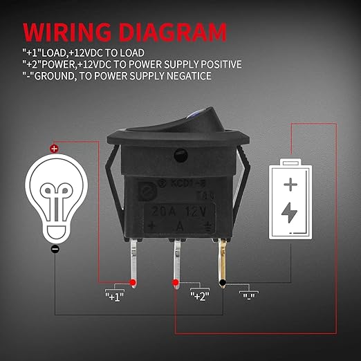 DaierTek Round Rocker Switch Shell 12V Lighted 3 Pin - Image 6