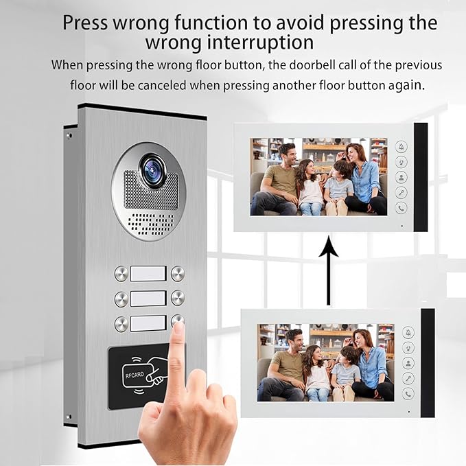 Wired Video Multifamily Apartment Intercom System, 2/3/4/6/8/10/12 Units 7 inch - Image 6