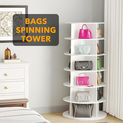SpaceAid 6 Tier Rotating Shoe Rack Tower, Spinning Shoe Display Lazy Susan - Image 5