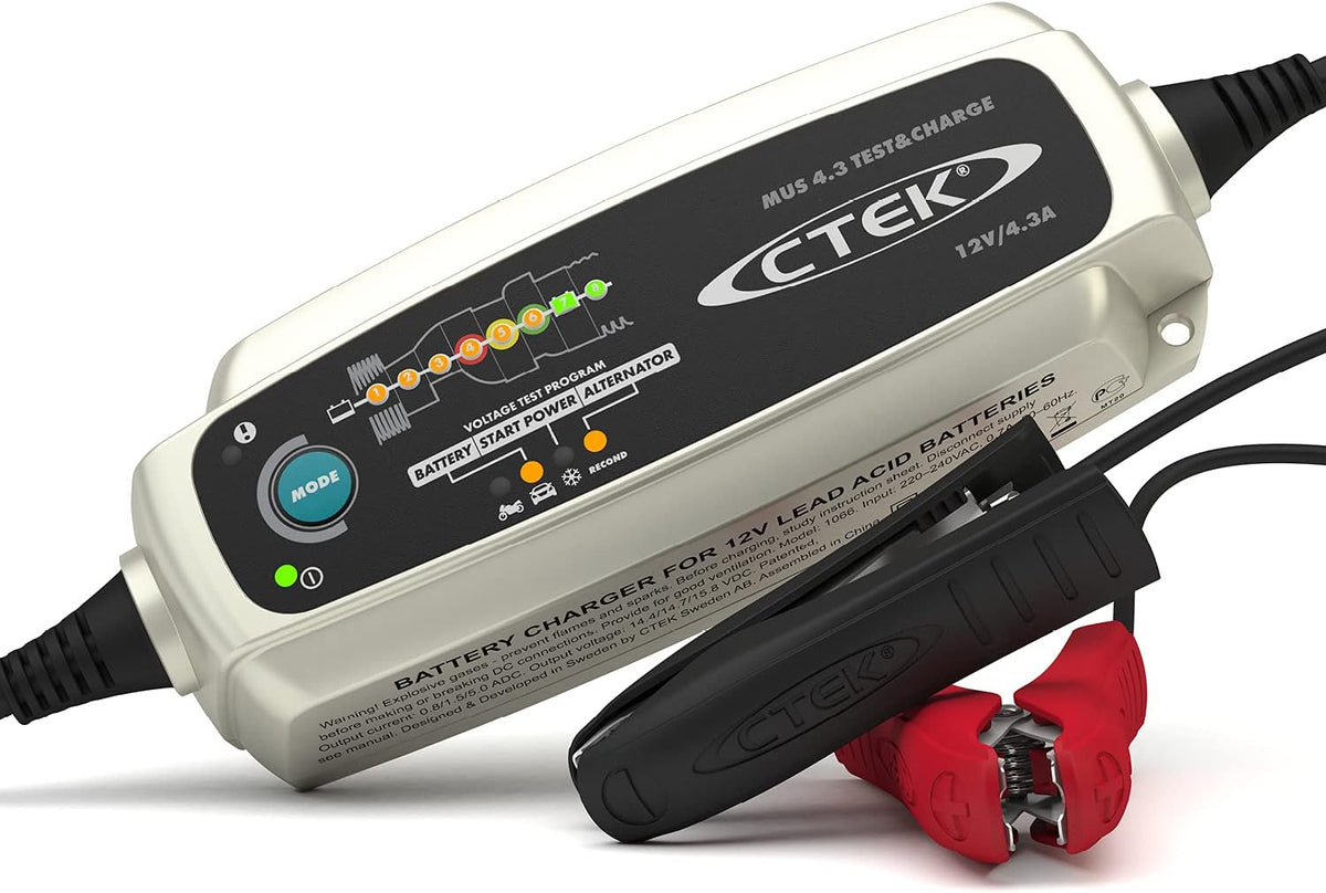 CTEK 4.3 Test & Charge, 12 Volt Fully Automatic Charger with Unique Batte...