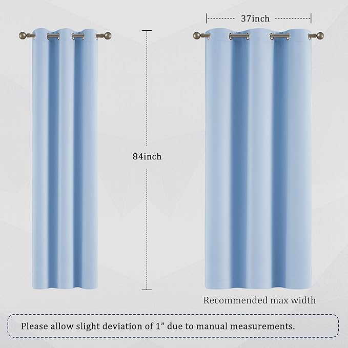 DUALIFE Sky Blue Blackout Curtains 84 Inch Length - Image 7
