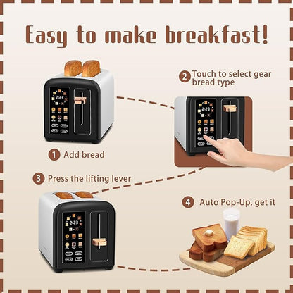 SEEDEEM Toaster 2 Slice with Touch Screen, Faster Heating Speed, 7 Shade Setting - Image 6