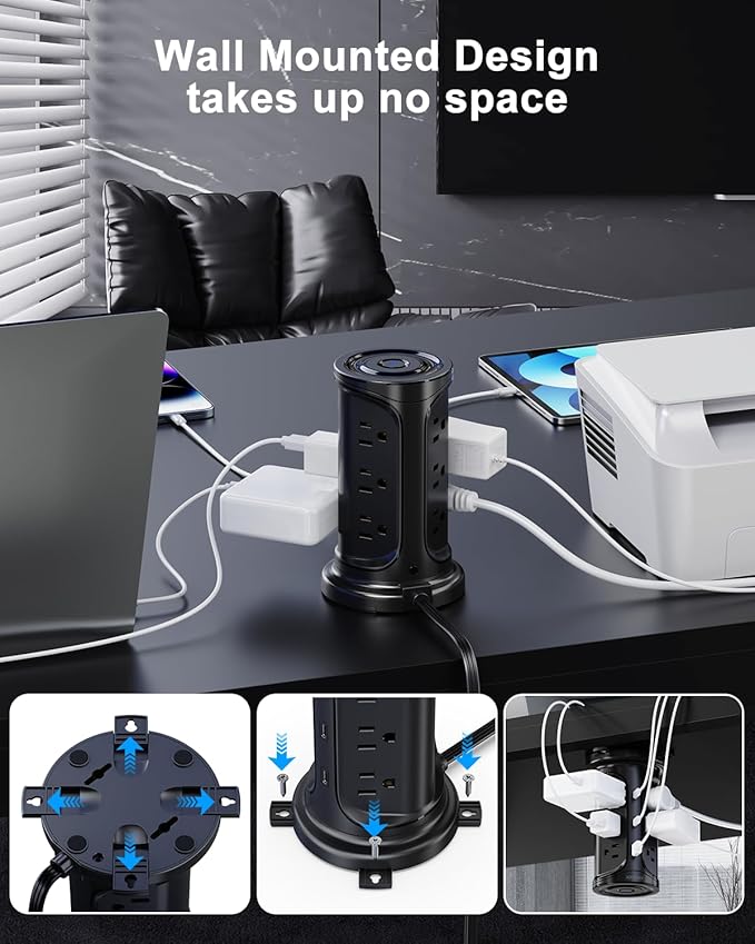 Tower Surge Protector Power Strip Flat Plug - Image 6