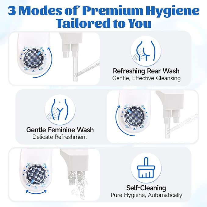 Bidet Attachment for Toilet Seat, Self-Cleaning Sprayer, Dual Nozzle Bidet - Image 3