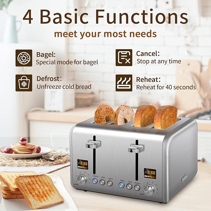 SEEDEEM 4 Slice Stainless Toaster - Image 4