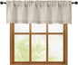 Linen Valances for Windows 1 Pcs, Light Filtering Textured Farmhouse Short Small Valance Curtains for Bathroom Basement Living Room Bedroom, Rod Pocket Half Curtains Over Sink, 60Wx14L Inch