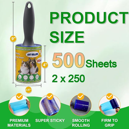 Lint Roller for Pet Hair 500 Sheets Extra Sticky Pet Hair Remover for Clothes - Image 2