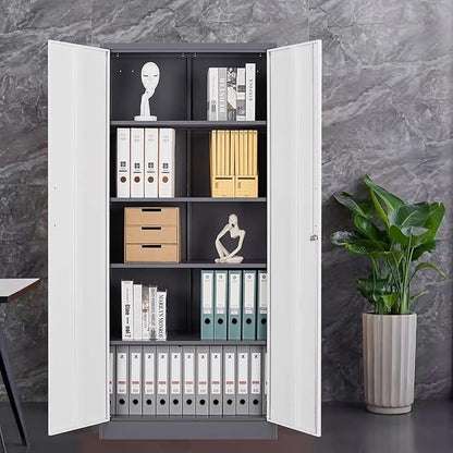 MIIIKO Metal Cabinet with Doors and Shelves, Tall Filing Cabinet - Image 2