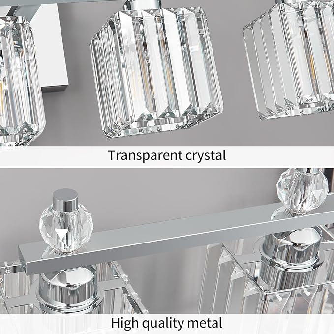 FDPBY Vanity Lights 6-Light Modern Crystal Vanity Light Chrome Bathroom Light - Image 4