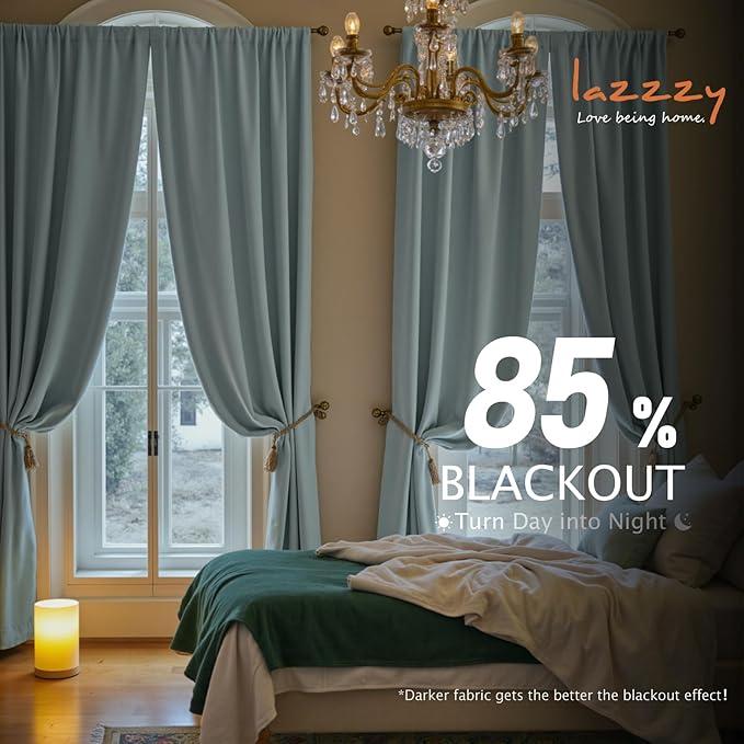 Lazzzy Velvet Blackout Curtains Thermal Insulated Room Window Drapes Super Soft - Image 5