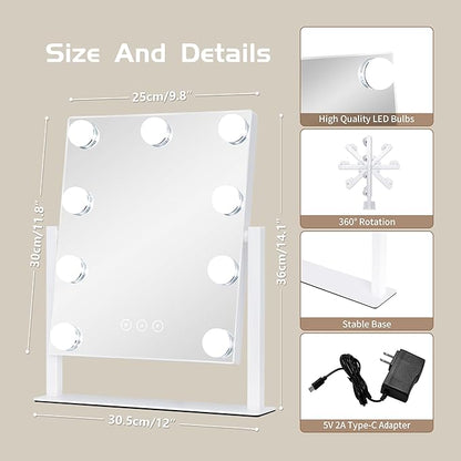 Vanity Mirror with Lights, Makeup Mirror with Lights, 3 Color Lighting Modes - Image 5