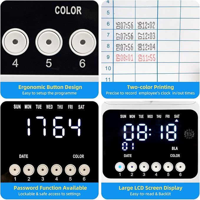 TooCust Time Clock Bundle for Small Business, Passcode Time Clock Punch Machine - Image 3