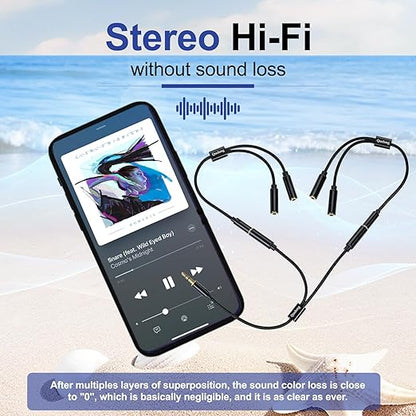 Quelong 3Pcs Headphone Splitter, Dual Headphone Nylon Braided Extension Cable - Image 3
