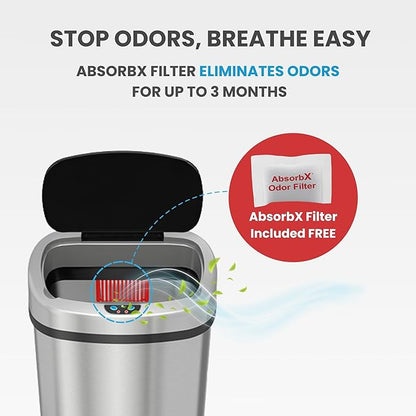 iTouchless 50 Liter / 13 Gallon Stainless Steel Kitchen Trash Can - Image 5