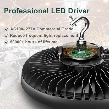 ACOHOOK 500W LED High Bay Light AC100-277V High Bay LED Light 5000K 75000LM UFO - Image 4