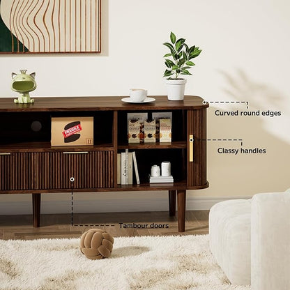 DAMCROP 62.4 Inch Fluted TV Stand, Modern Media Console Table - Image 8