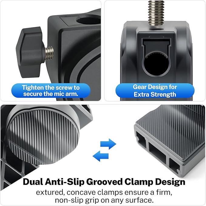 Microphone Stand, 3/8" to 5/8" Screw Adapter, 360 Adjustable Compact Mic Arm - Image 4
