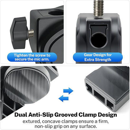 Microphone Stand, 3/8" to 5/8" Screw Adapter, 360 Adjustable Compact Mic Arm - Image 4