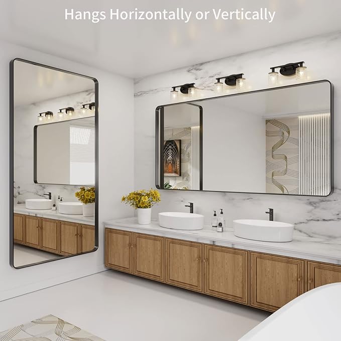 LOAAO 72X36 Inch Black Metal Framed Bathroom Mirror - Image 3