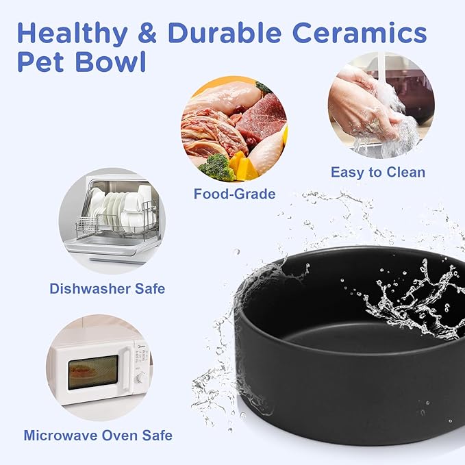 SPUNKYJUNKY Elevated Dog Bowls Ceramic, 5.1'' Dogs and Cat Food Water Bowls - Image 5