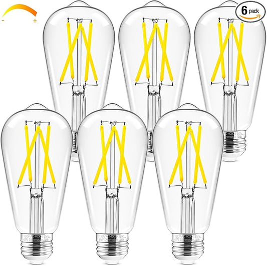 Hizashi E26 LED Bulb 60 Watt Dimmable, 4000K LED Edison Bulbs, ST19 Vintage by HIZASHI