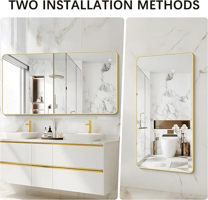 55"x36" Gold Bathroom Mirror, Large Rectangle Mirror, Rectangular Wall Mirror - Image 7